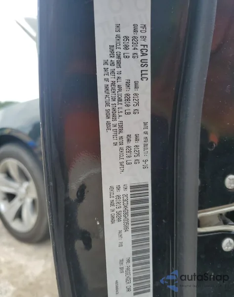 2016 Dodge Charger Sxt из США, поврежденный, VIN 2C3CDXHG9GH335084